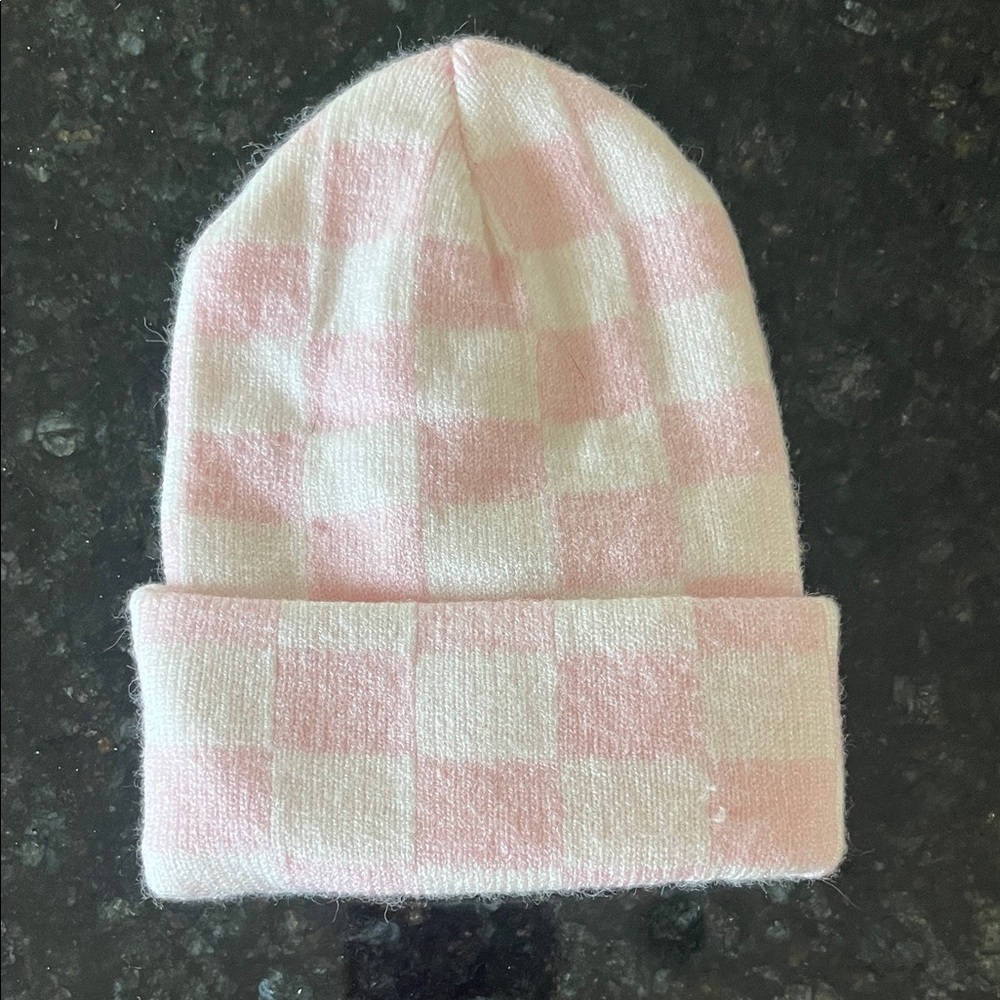 Baby's First Hat®, Petal Pink/Warm White Checkerboard Newborn